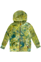 Retro KIDS HAND DYED ZIP HOODIE - TIE DYE GREEN YELLOW