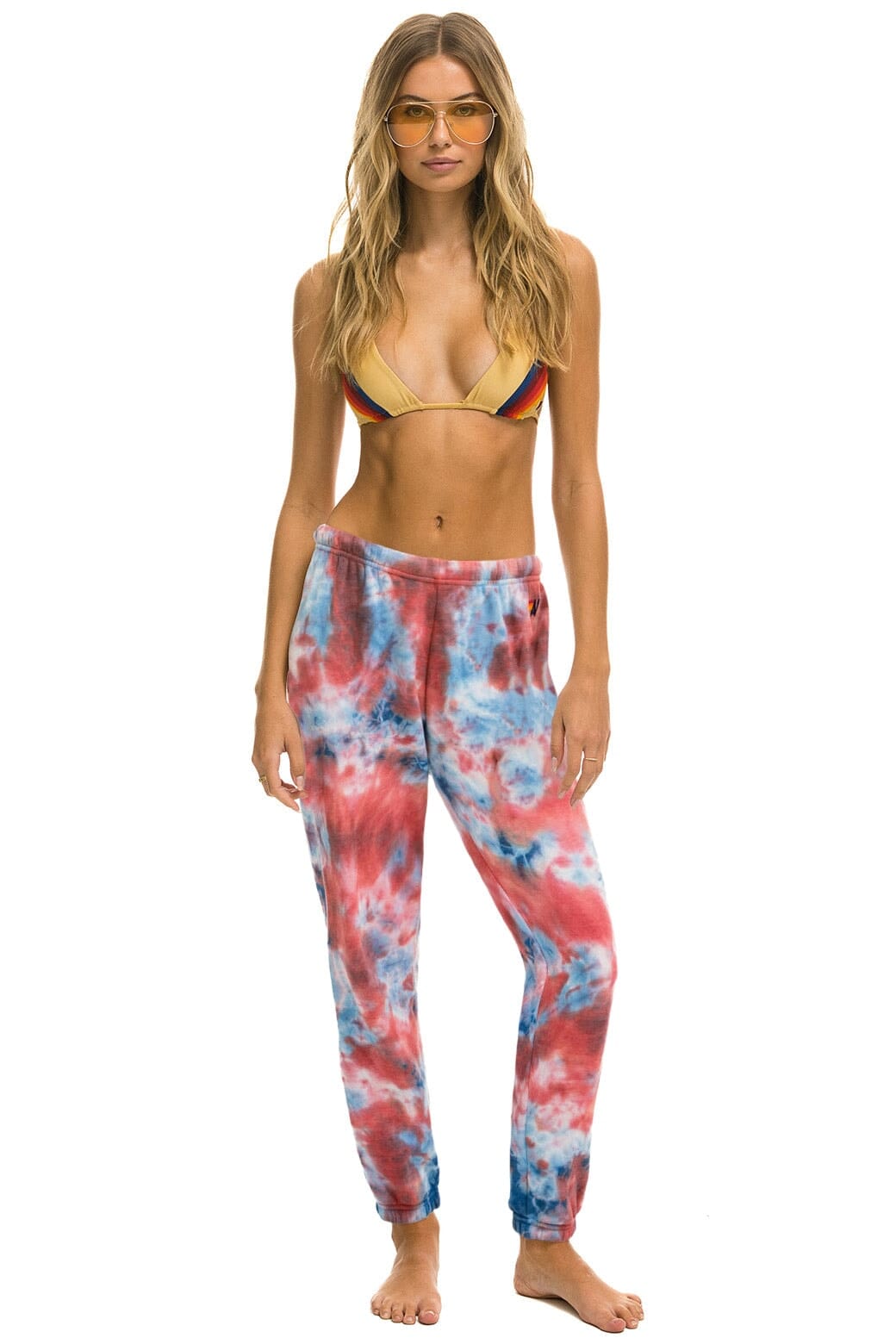 Retro LIGHT WEIGHT HAND DYED SWEATPANTS - TIE DYE RED
