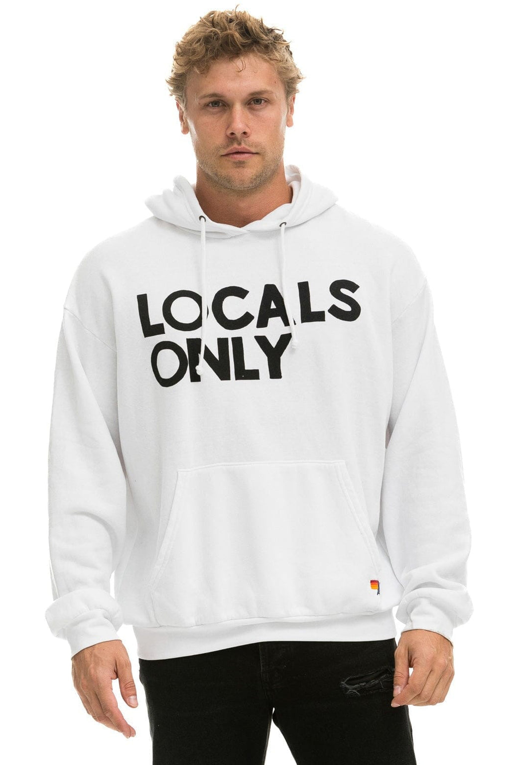 Retro LOCALS ONLY RELAXED PULLOVER HOODIE - WHITE