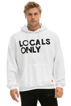 Retro LOCALS ONLY RELAXED PULLOVER HOODIE - WHITE