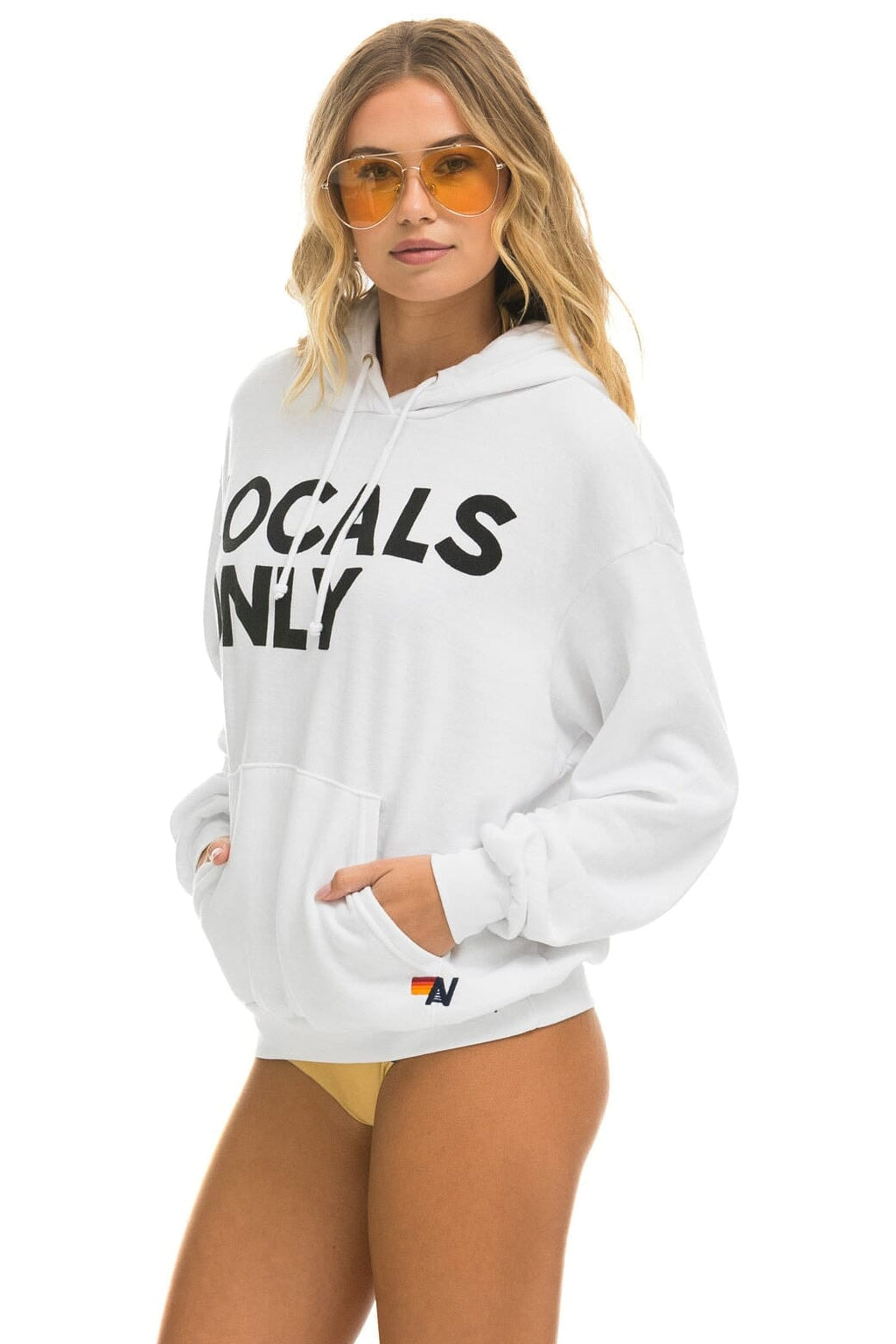 Retro LOCALS ONLY RELAXED PULLOVER HOODIE - WHITE
