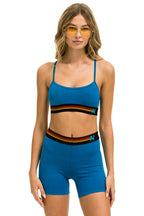 Retro LOGO 4 INCH HI-RISE BIKER SHORT - CARIBBEAN