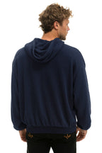 Retro LOGO PULLOVER RELAXED HOODIE - NAVY