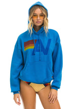 Retro LOGO PULLOVER RELAXED HOODIE - OCEAN
