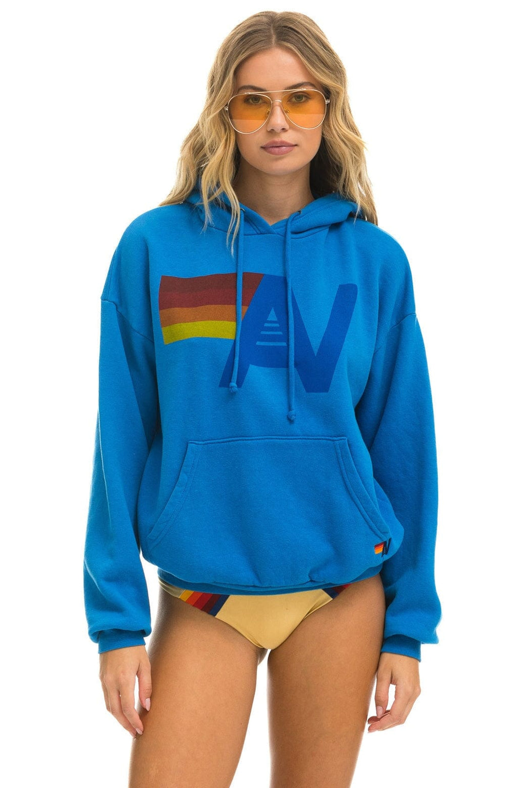 Retro LOGO PULLOVER RELAXED HOODIE - OCEAN