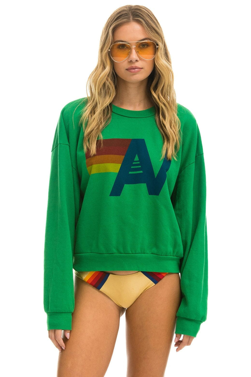 Retro LOGO RELAXED CREW SWEATSHIRT - KELLY GREEN