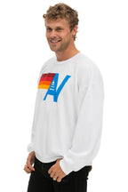 Retro LOGO RELAXED CREW SWEATSHIRT - WHITE