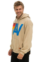 Retro LOGO STITCH PULLOVER RELAXED HOODIE - SAND