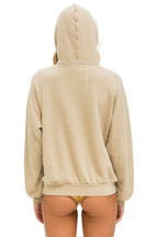 Retro LOGO STITCH PULLOVER RELAXED HOODIE - SAND