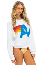 Retro LOGO STITCH RELAXED CREW SWEATSHIRT - WHITE