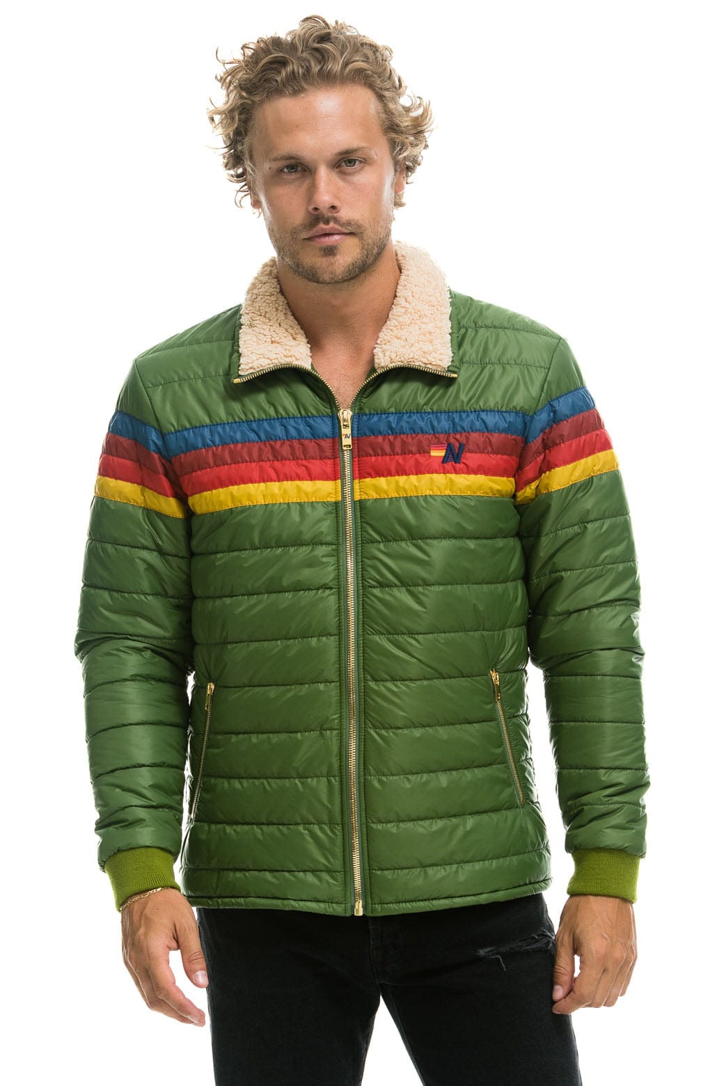 Retro 4 STRIPE JACKET - GARDEN GREEN