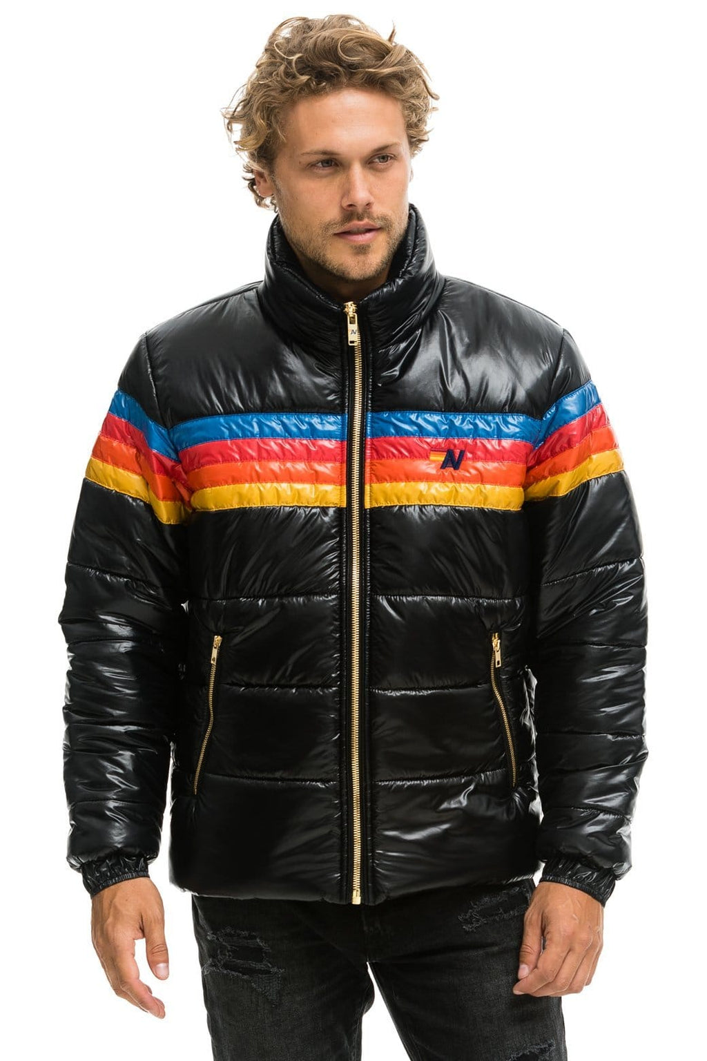 Retro 4 STRIPE LUXE TRAVELER JACKET - GLOSSY BLACK