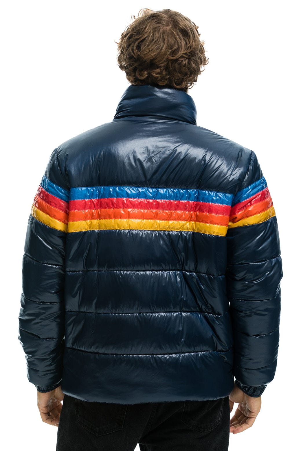 Retro 4 STRIPE LUXE TRAVELER JACKET - GLOSSY DEEP BLUE