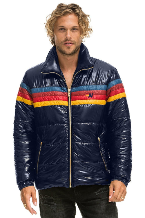Retro 4 STRIPE LUXE TRAVELER JACKET - GLOSSY NAVY