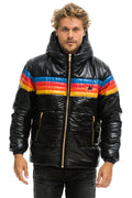 Retro 4 STRIPE LUXE TREKKER JACKET - GLOSSY BLACK