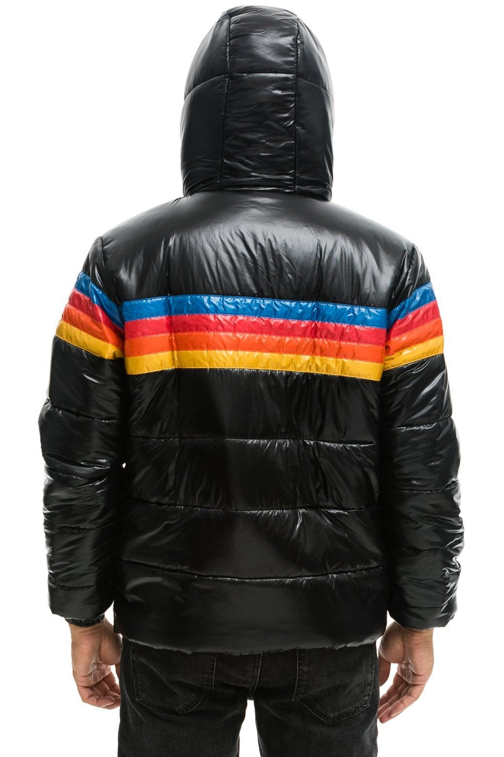 Retro 4 STRIPE LUXE TREKKER JACKET - GLOSSY BLACK