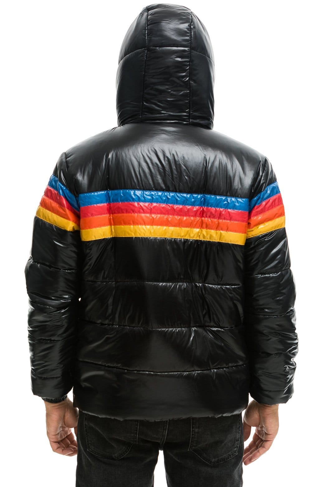 Retro 4 STRIPE LUXE TREKKER JACKET - GLOSSY BLACK