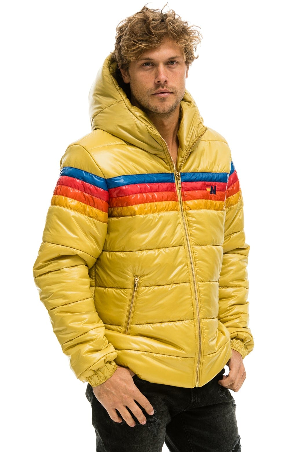 Retro 4 STRIPE LUXE TREKKER JACKET - GLOSSY KHAKI