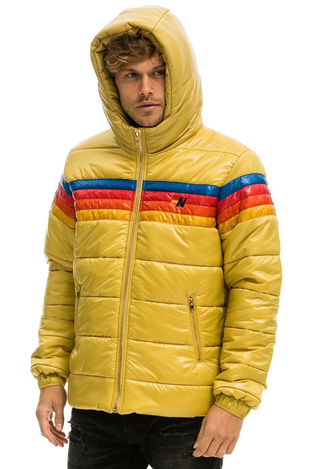 Retro 4 STRIPE LUXE TREKKER JACKET - GLOSSY KHAKI