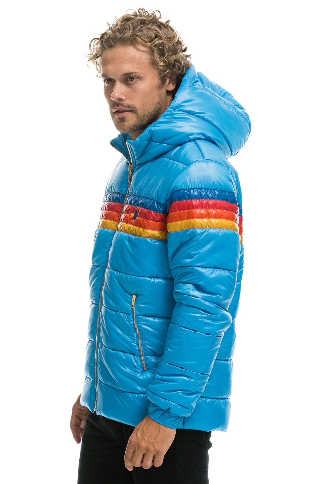 Retro 4 STRIPE LUXE TREKKER JACKET - GLOSSY OCEAN