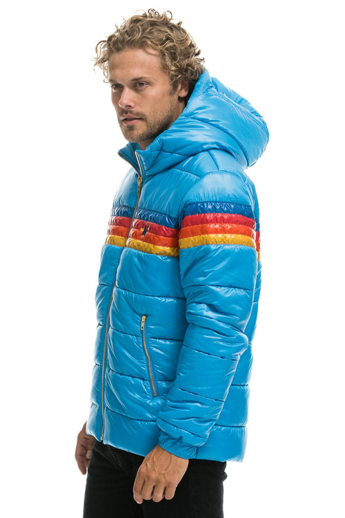 Retro 4 STRIPE LUXE TREKKER JACKET - GLOSSY OCEAN