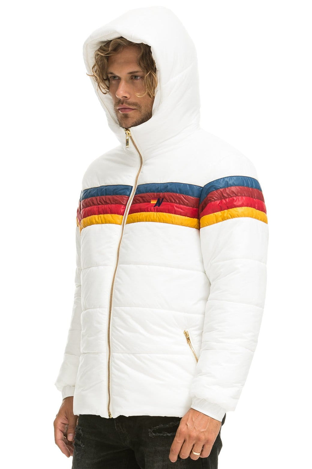 Retro 4 STRIPE LUXE TREKKER JACKET - GLOSSY WHITE