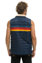 Retro MENS 4 STRIPE VEST SHERPA - NAVY