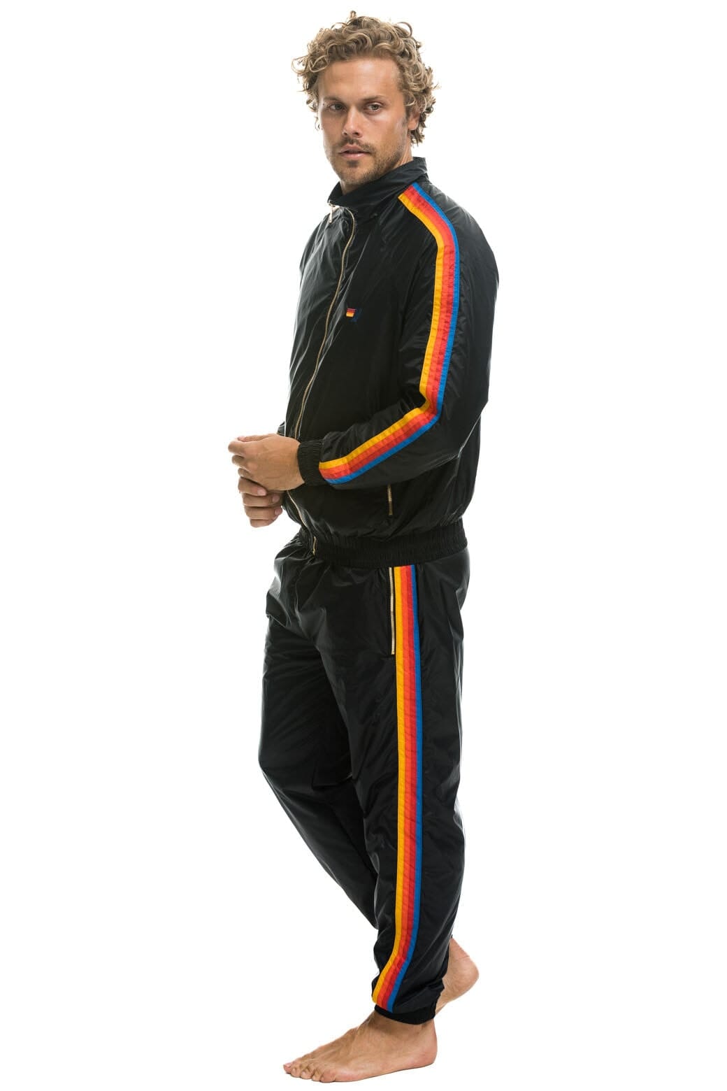 Retro MENS 4 STRIPE WIND PANT - BLACK