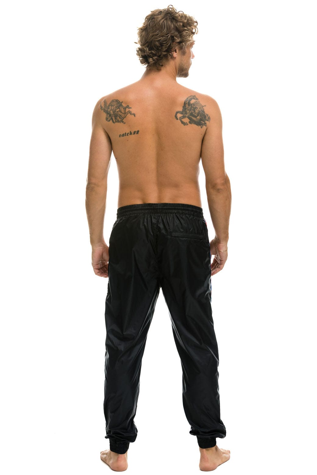 Retro MENS 4 STRIPE WIND PANT - BLACK