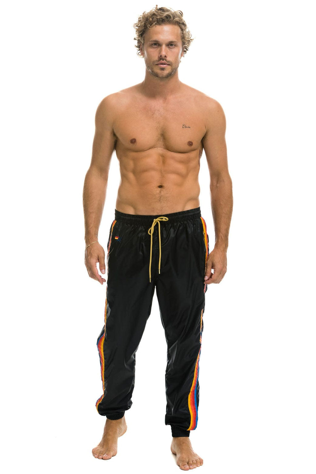 Retro MENS 4 STRIPE WIND PANT - BLACK