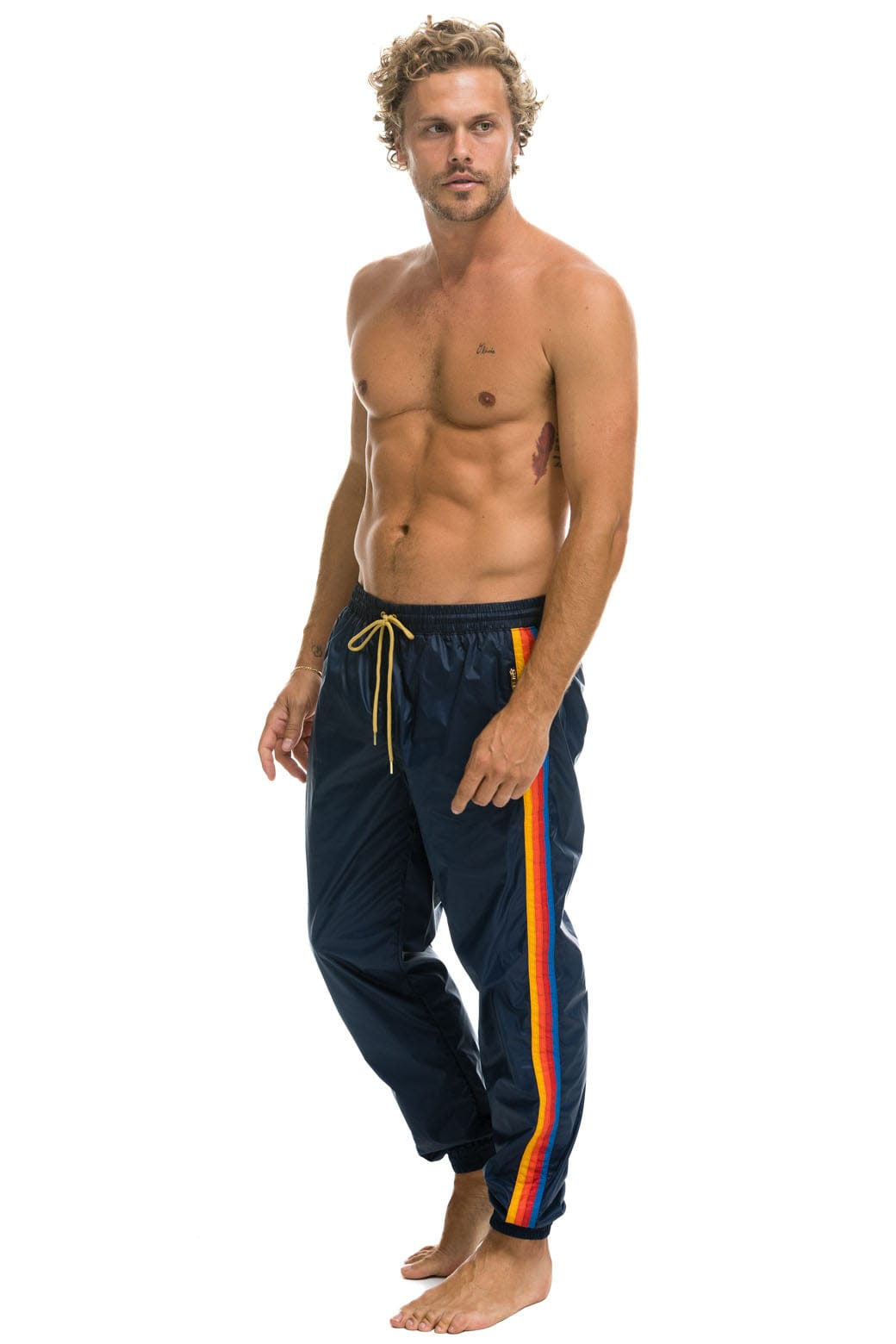 Retro MENS 4 STRIPE WIND PANT - NAVY