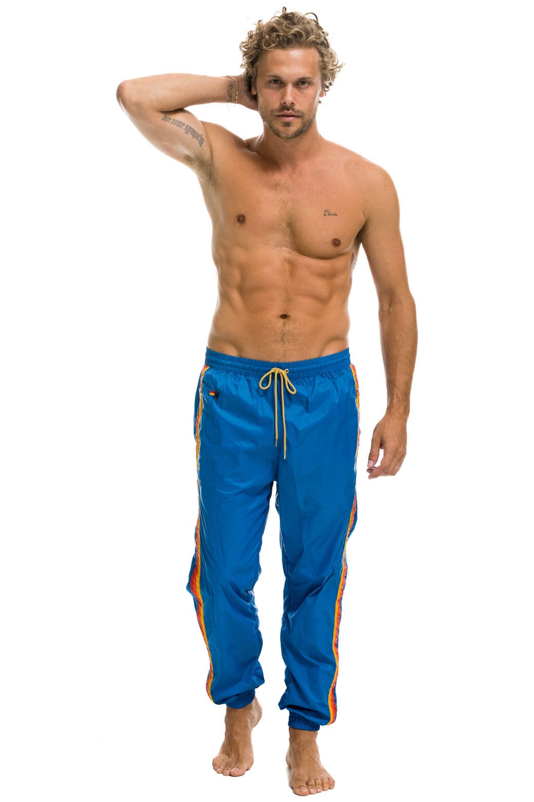 Retro MENS 4 STRIPE WIND PANT - SNORKEL BLUE