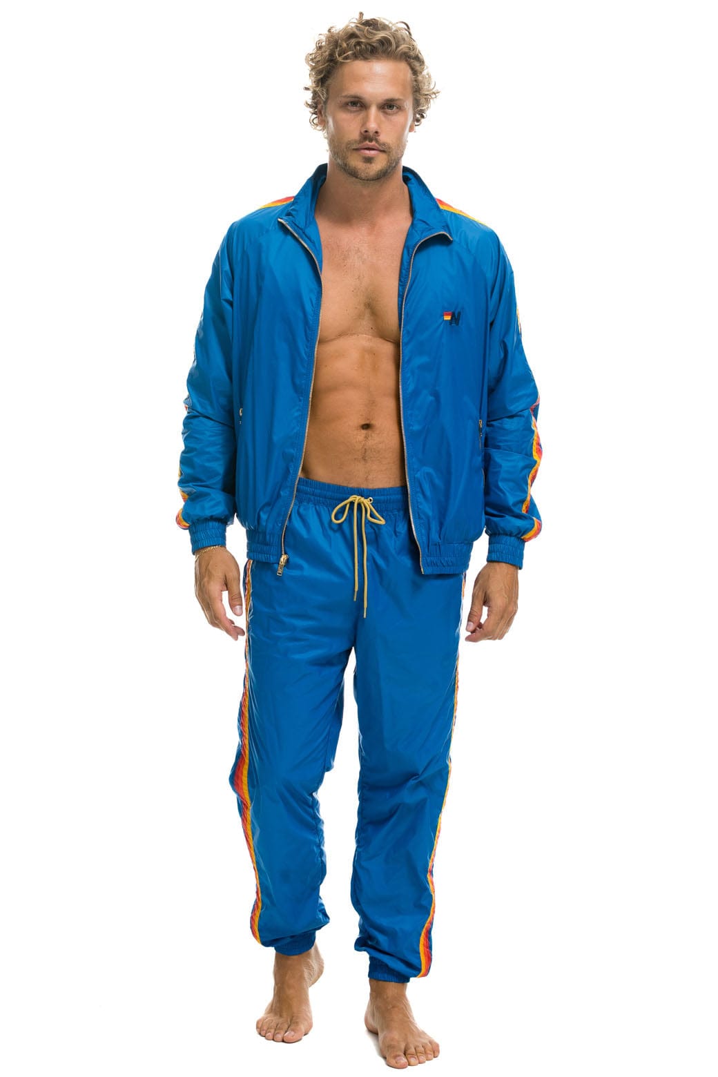 Retro MENS 4 STRIPE WIND PANT - SNORKEL BLUE