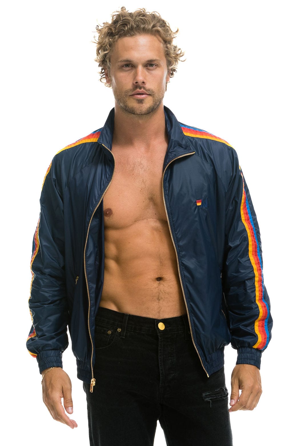 Retro MENS 4 STRIPE WINDBREAKER - NAVY