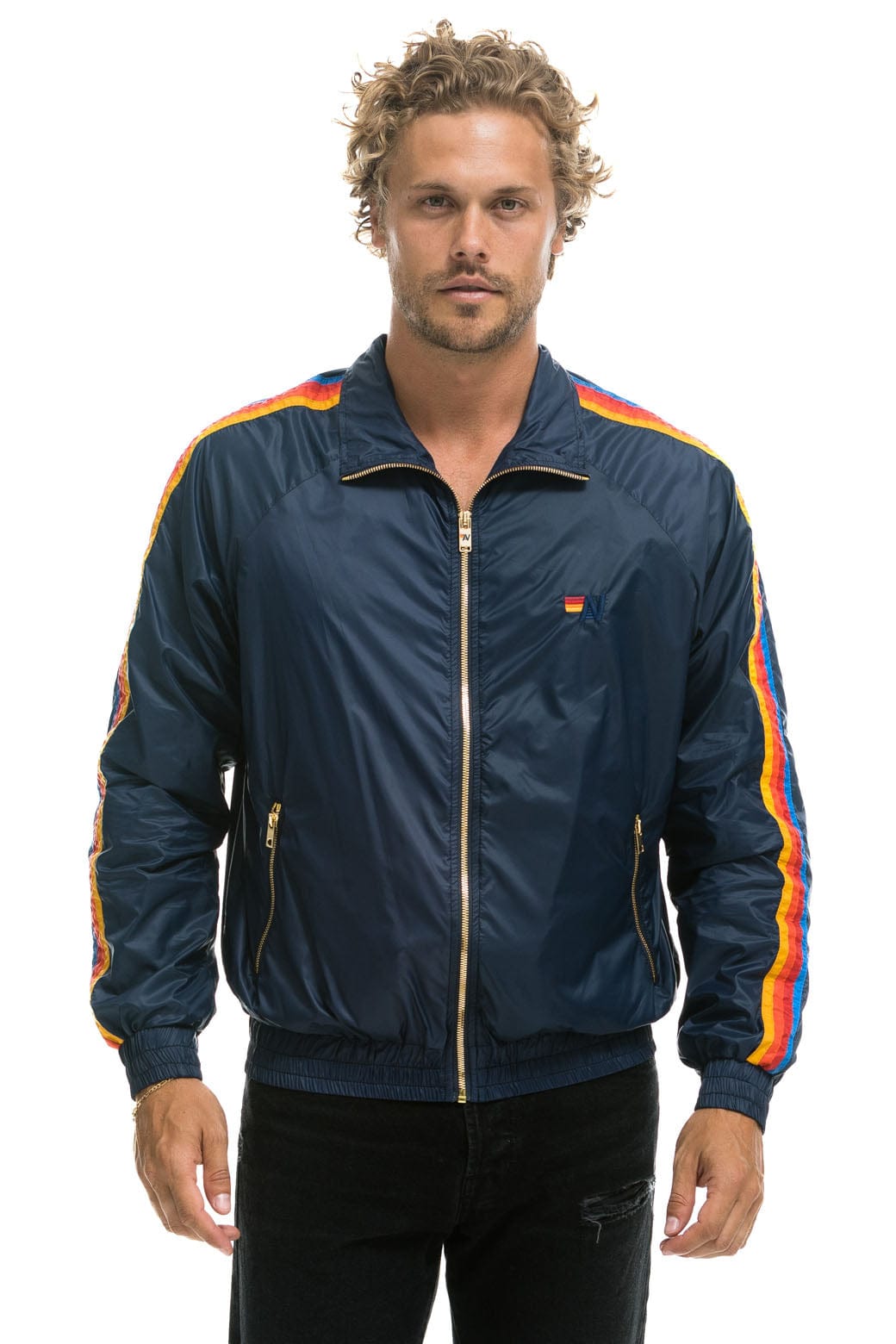 Retro MENS 4 STRIPE WINDBREAKER - NAVY