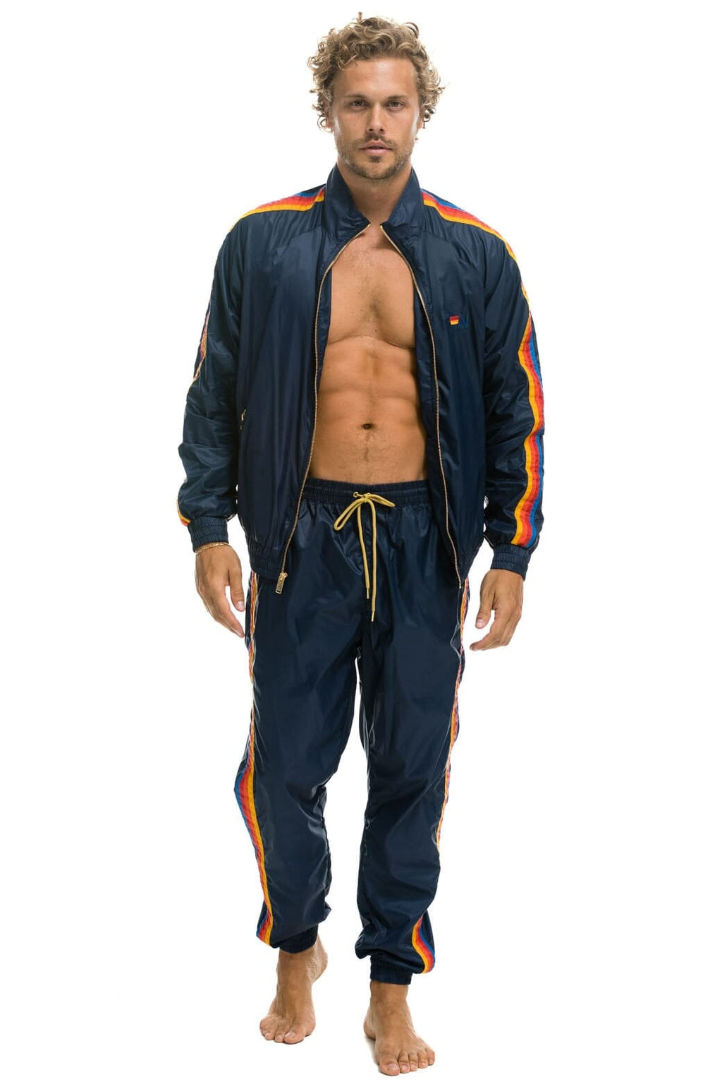 Retro MENS 4 STRIPE WINDBREAKER - NAVY
