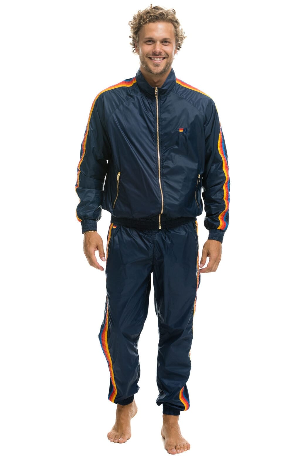 Retro MENS 4 STRIPE WINDBREAKER - NAVY