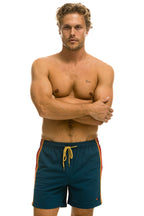 Retro MENS 5 STRIPE FLEX SHORTS - DEEP OCEAN