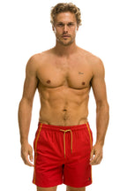 Retro MENS 5 STRIPE FLEX SHORTS 7 INCH - RED