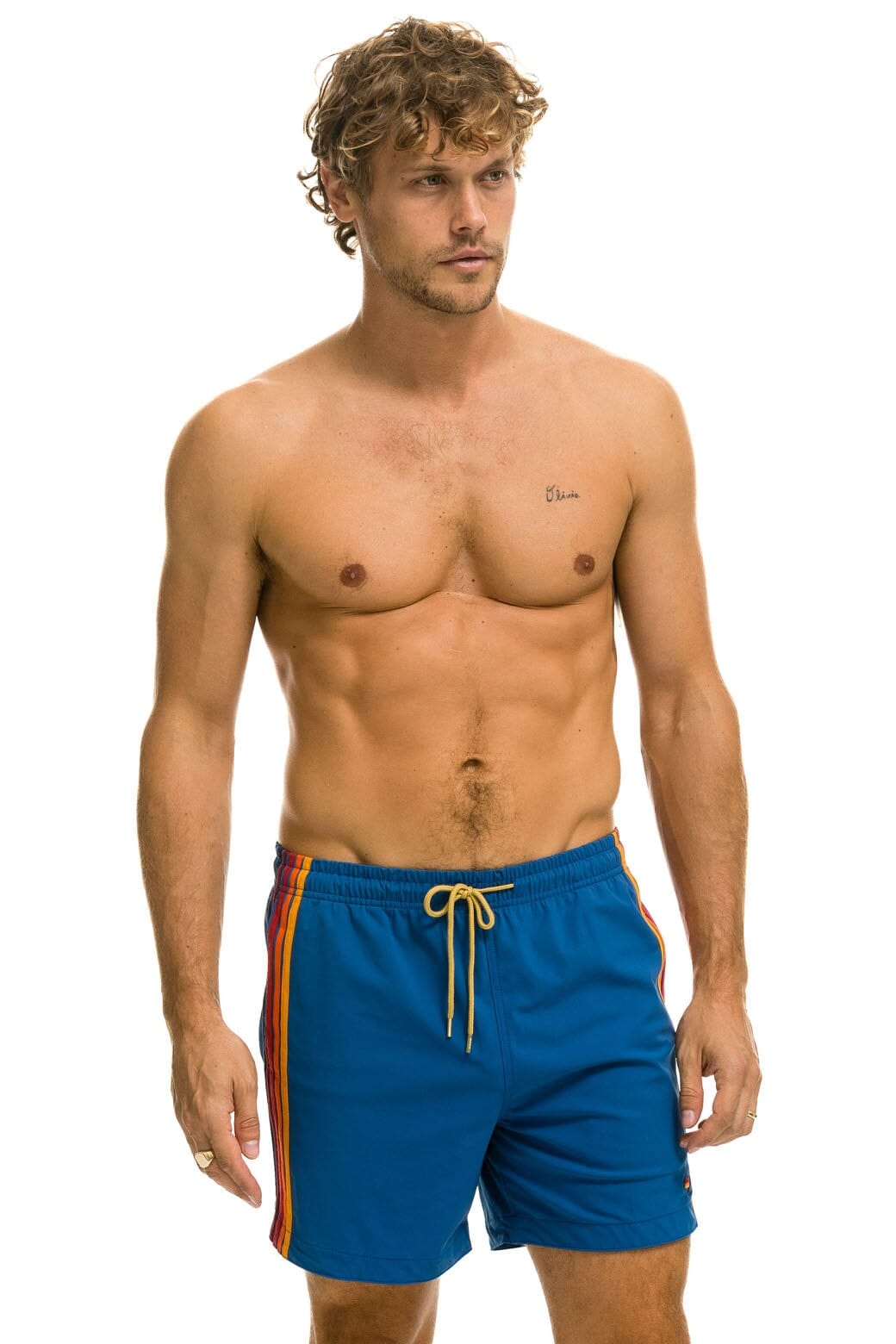 Retro MENS 5 STRIPE FLEX SHORTS - SEA