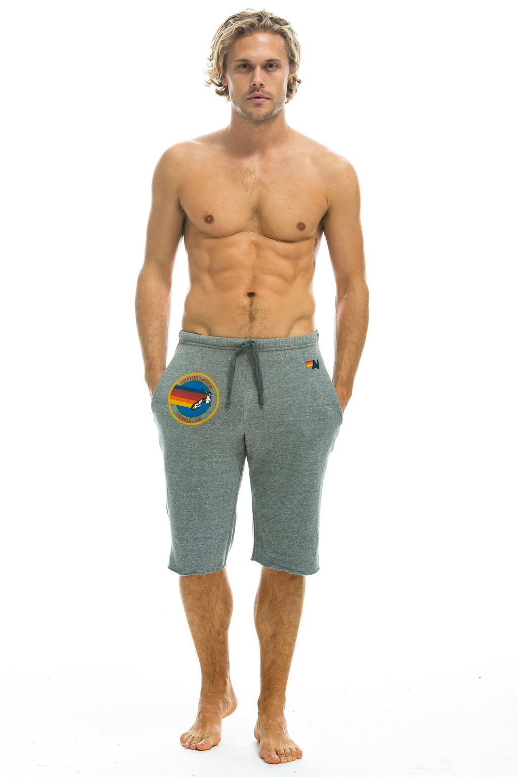 Retro AVIATOR NATION VENICE SWEATSHORTS - HEATHER GREY