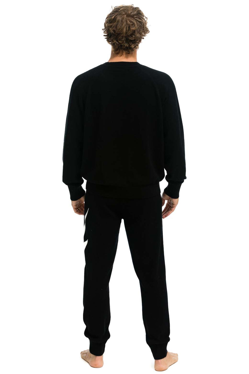 Retro MENS BOLT CASHMERE LIGHT SWEATER PANT - BLACK WHITE BOLT