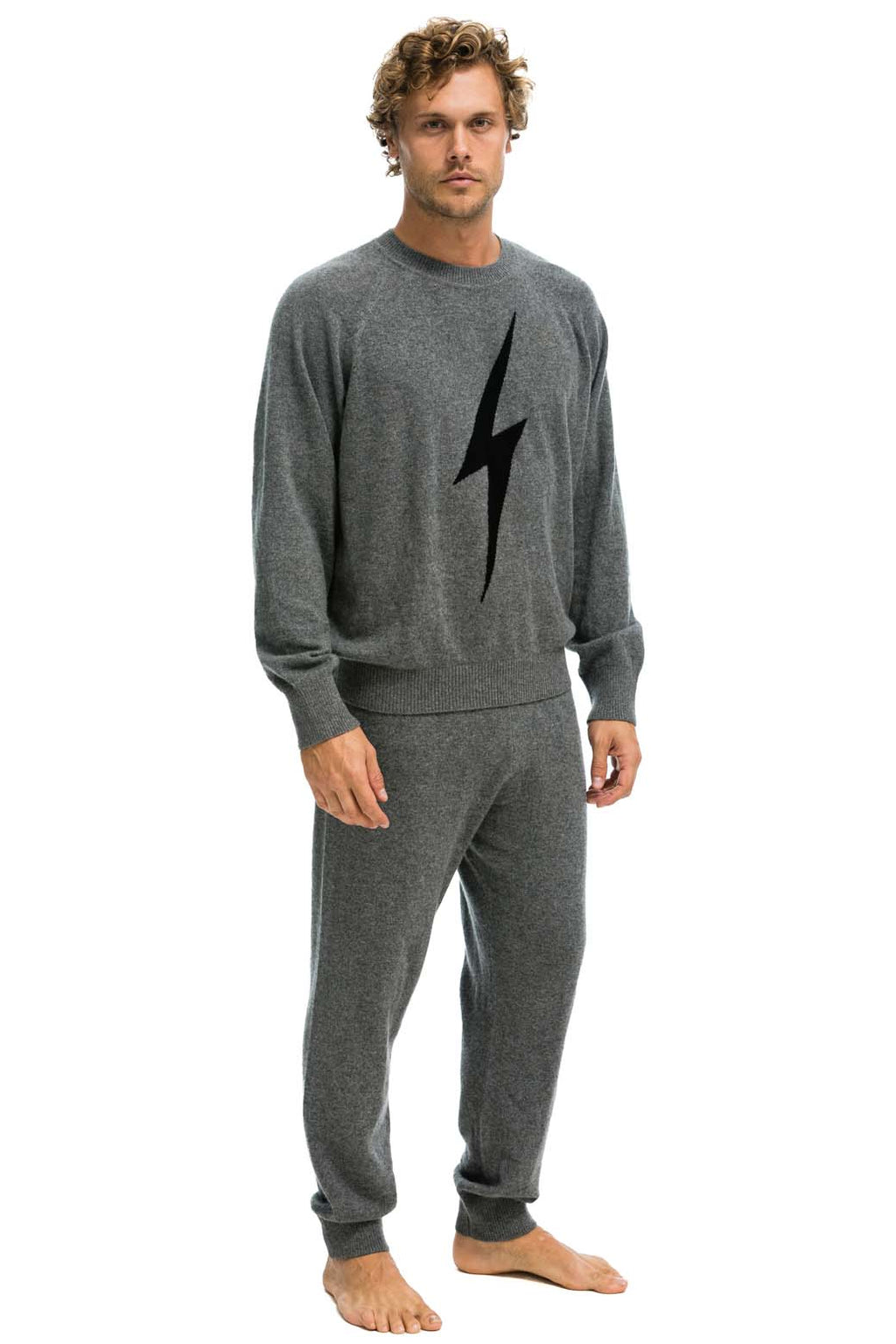 Retro MENS BOLT CASHMERE LIGHT SWEATER PANT - DEEP HEATHER BLACK BOLT