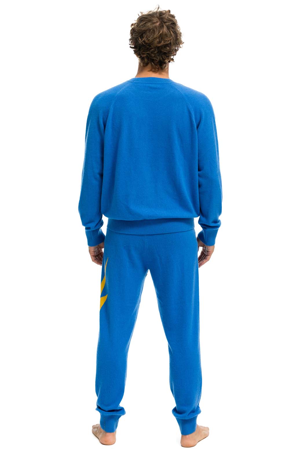 Retro MENS BOLT CASHMERE LIGHT SWEATER PANT - VINTAGE BLUE GOLD BOLT