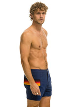 Retro MENS HORIZONTAL 5 STRIPE FLEX SHORTS - NAVY