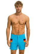 Retro MENS HORIZONTAL 5 STRIPE FLEX SHORTS - NEON BLUE