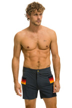 Retro MENS HORIZONTAL 5 STRIPE FLEX SHORTS - TITANIUM