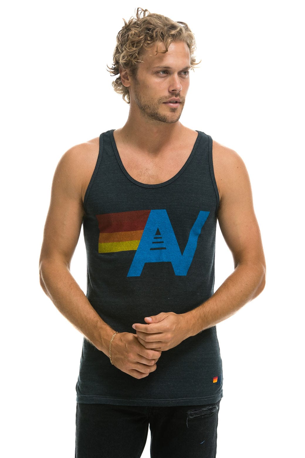 Retro MENS LOGO TANK - CHARCOAL