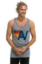 Retro MENS LOGO TANK - HEATHER GREY