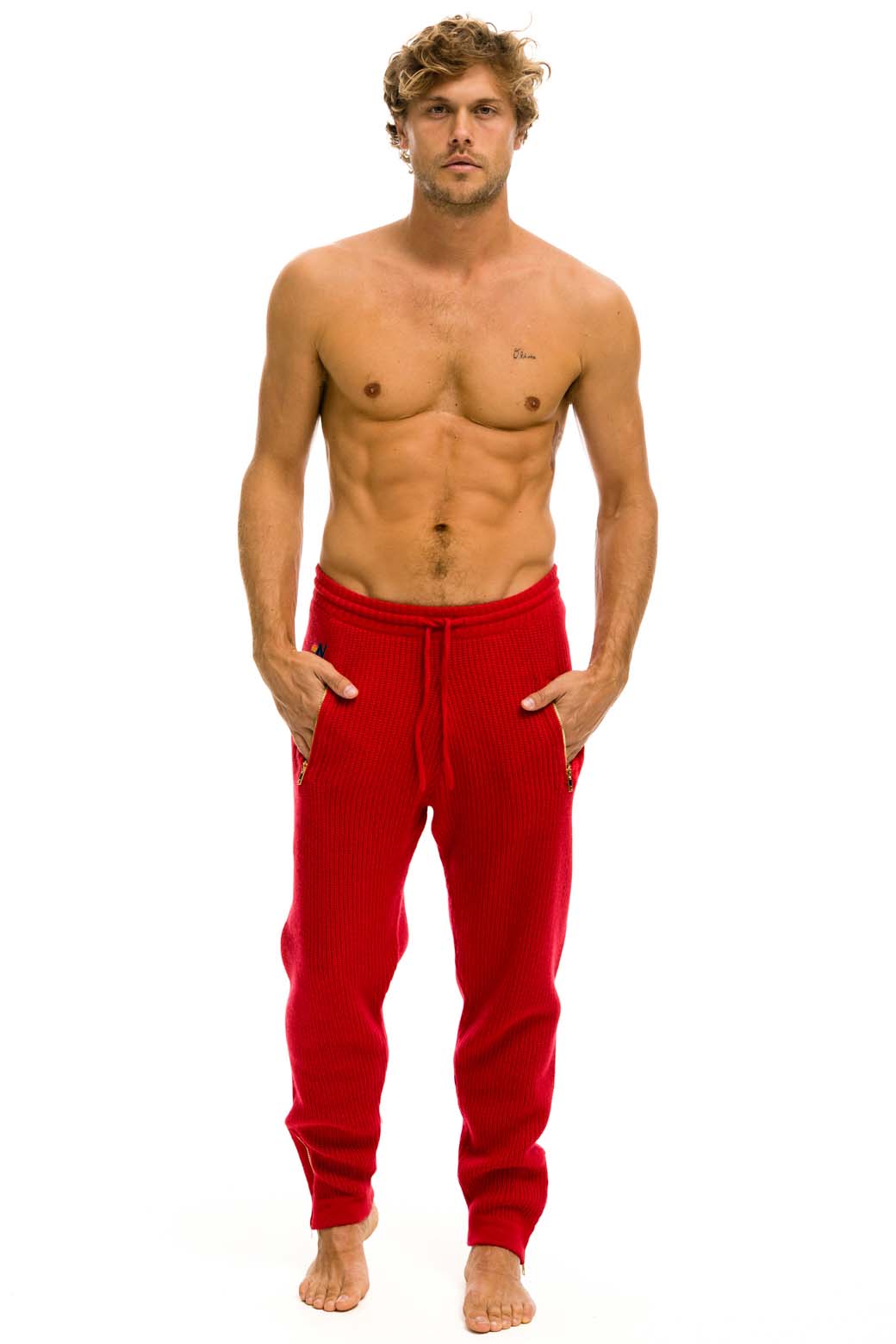 Retro MENS VINTAGE CABIN CASHMERE SWEATER PANT - CHERRY